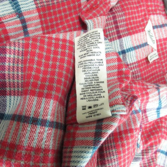 Woolrich Plaid Flannel XL Womens Pink Red Button Up Pockets 100% Cotton - Picture 7 of 9